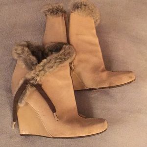 Louis Vuitton Suede Fur Ankle Boots
